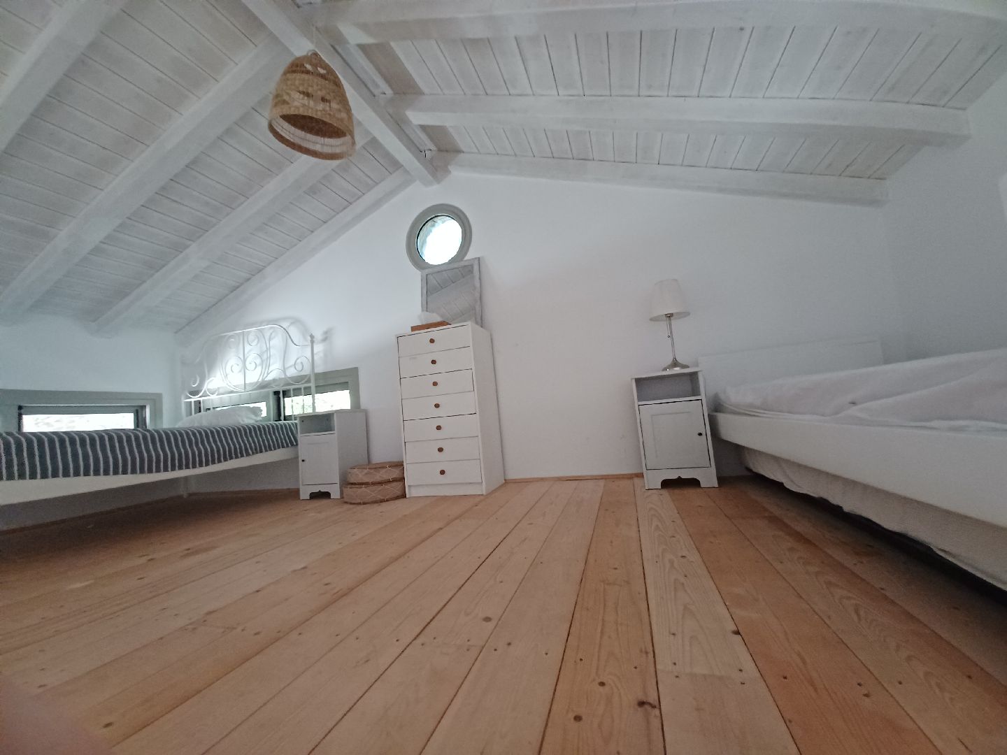 attic, double bed and single bed