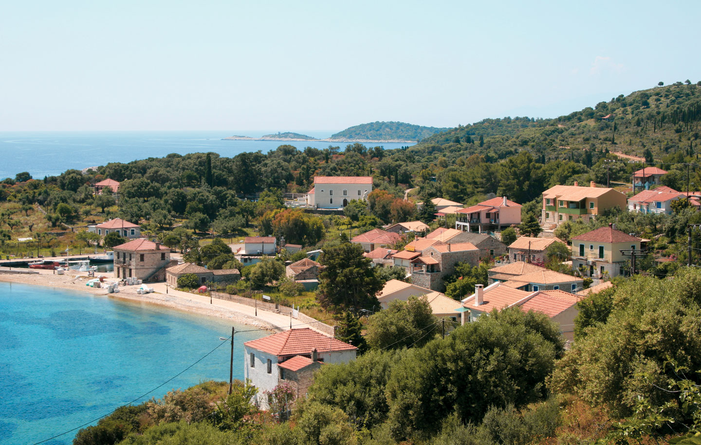 Kastos island | Low hills and lacy shores | Lefkada's small islands