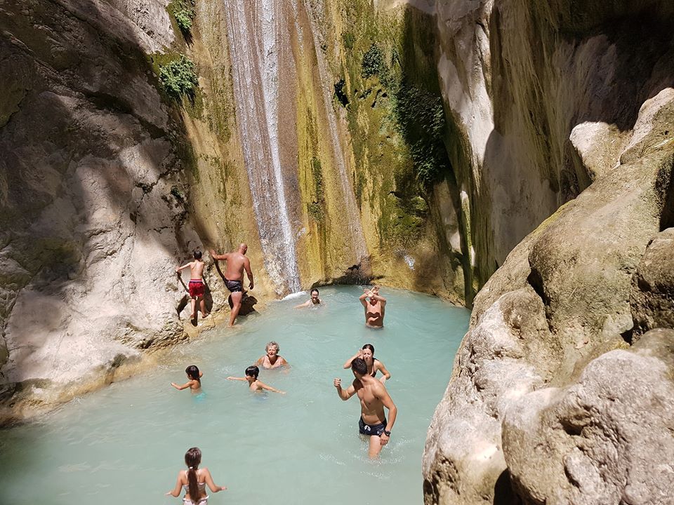 People having fun at Dimossari waterfalls | Nydri | Lefkada